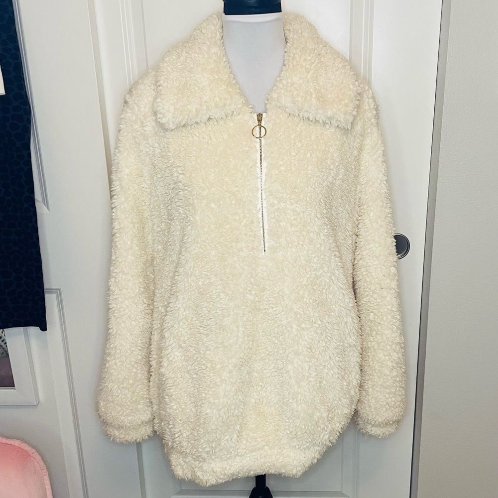 Show Me Your Mumu Kassidy Sherpa Half-zip Pullover Toasted Marshmallow size Smal